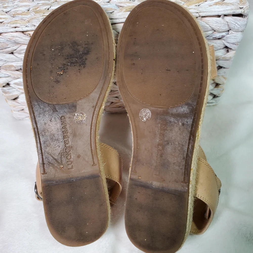 Lucky‎ Brand Garston Tan Leather Strappy Sandal Size 6 M Boho, Chic, Minimalist